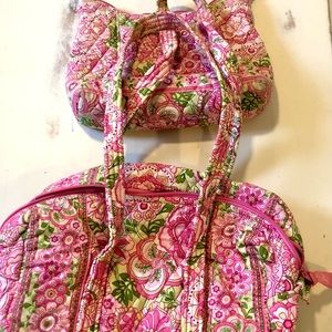 Matching pink Vera Bradley purse and make up bag